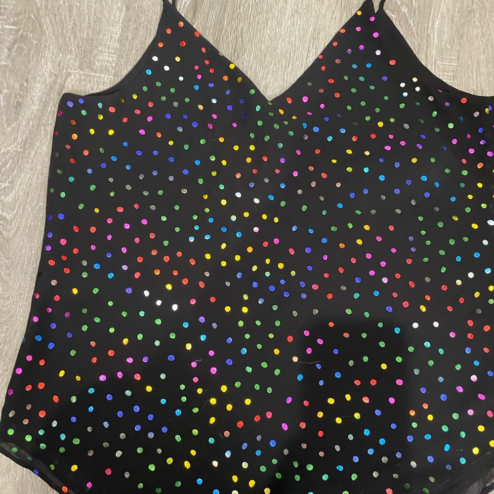 Express Women's Black Polka Dot Top - Picture 2 of 3